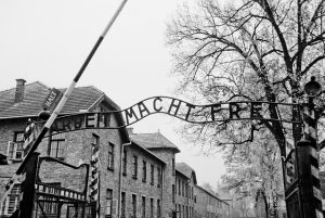 auschwitz concentration camp Arbeit macht frei signboard